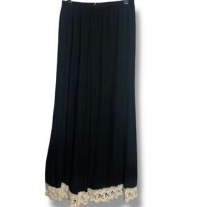 Peach Love Pants Women's Sz Small Wide Leg Black Ecru Lace Whimsigoth Fairy